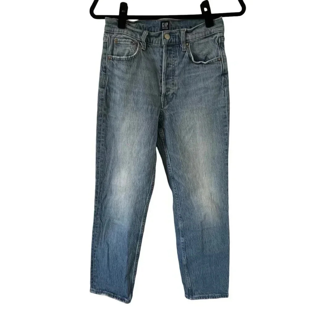 Gap Jeans Women 4/27 Cheeky Straight Denim Blue Vintage Look High Rise Light